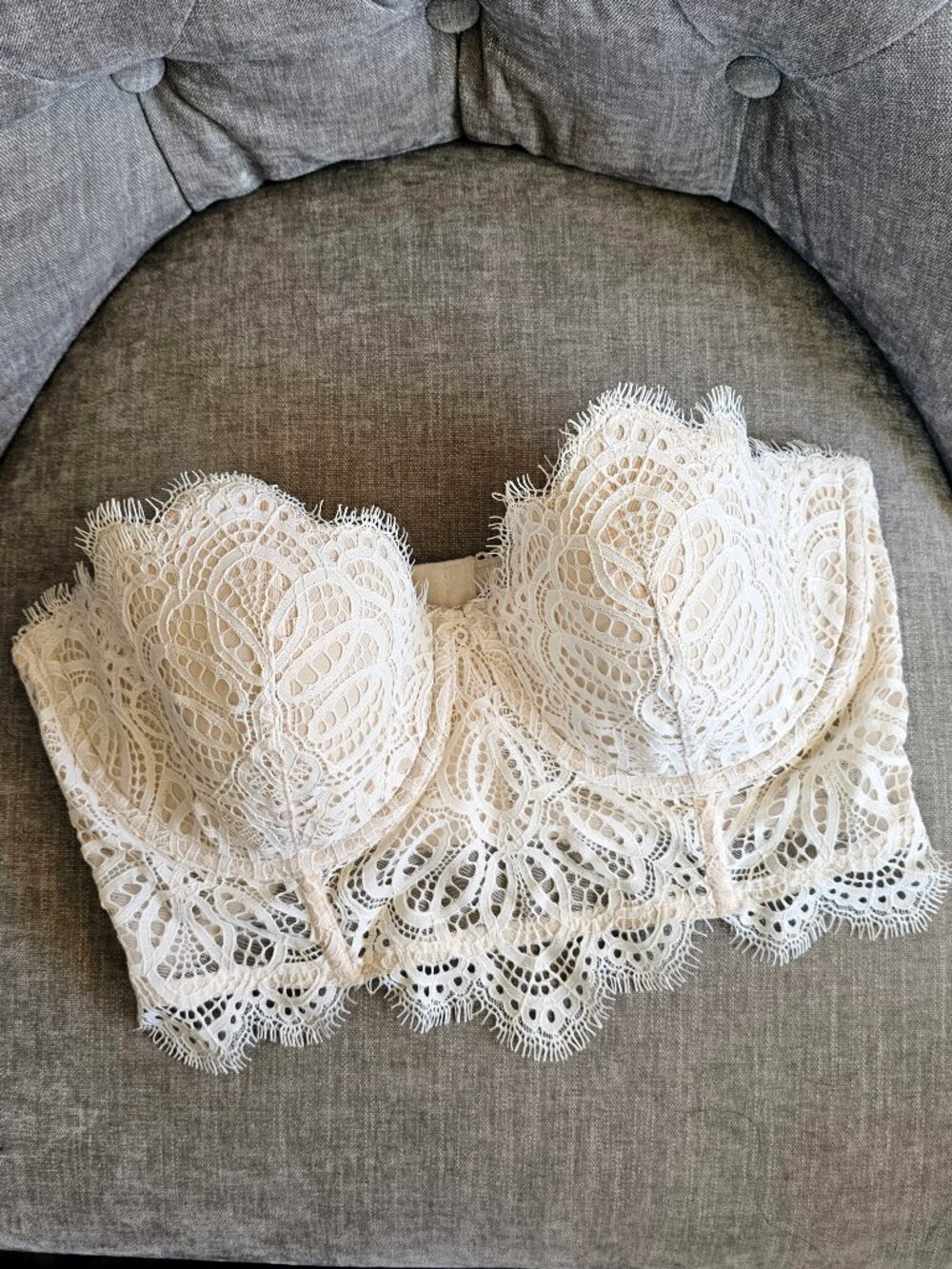 Victoria's Secret Dream Angels Ivory Lace Bustier Corset Bra 36D